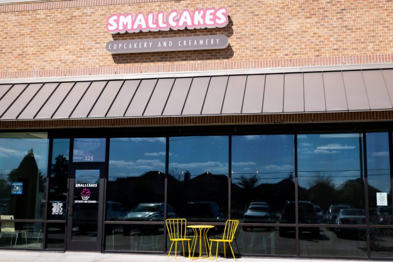 small cakes cupackery and creamery signage outside